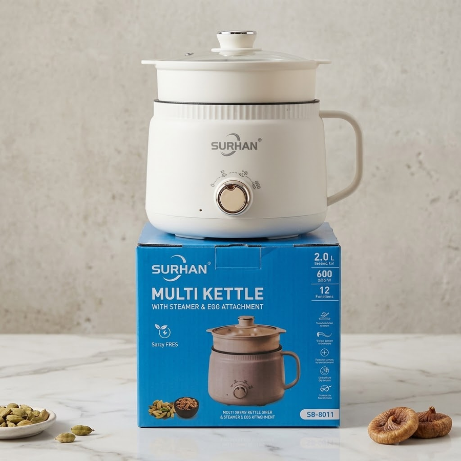 🍲 2L Multifunction Electric Kettle with Steamer & Egg Rack