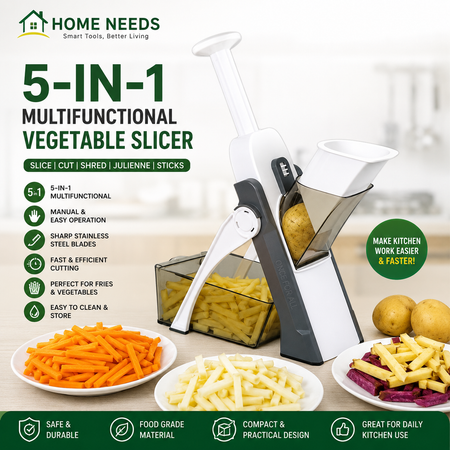 🥕 5-in-1 Multifunctional Manual Mandolin Vegetable Slicer & Cutter