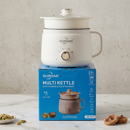 🍲 2L Multifunction Electric Kettle with Steamer & Egg Rack
